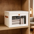 thumbnail image 5 of 1 Pack Beige Closet Storage Bins with Lids Front Opening Storage Bin Collapsible Fabric Organizer with Clear Window Dual Handles Closet Clothes Blanket Book Storage Box for Home DIMJ, 5 of 8