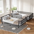 thumbnail image 5 of Harper & Bright Designs Queen over Queen Bunk Bed with Ladders and Guardrail, Metal Bunk Bed Frame with Safety Round-Pipe Design, Can Transformed into 2 Platform Bed, Black, 5 of 15