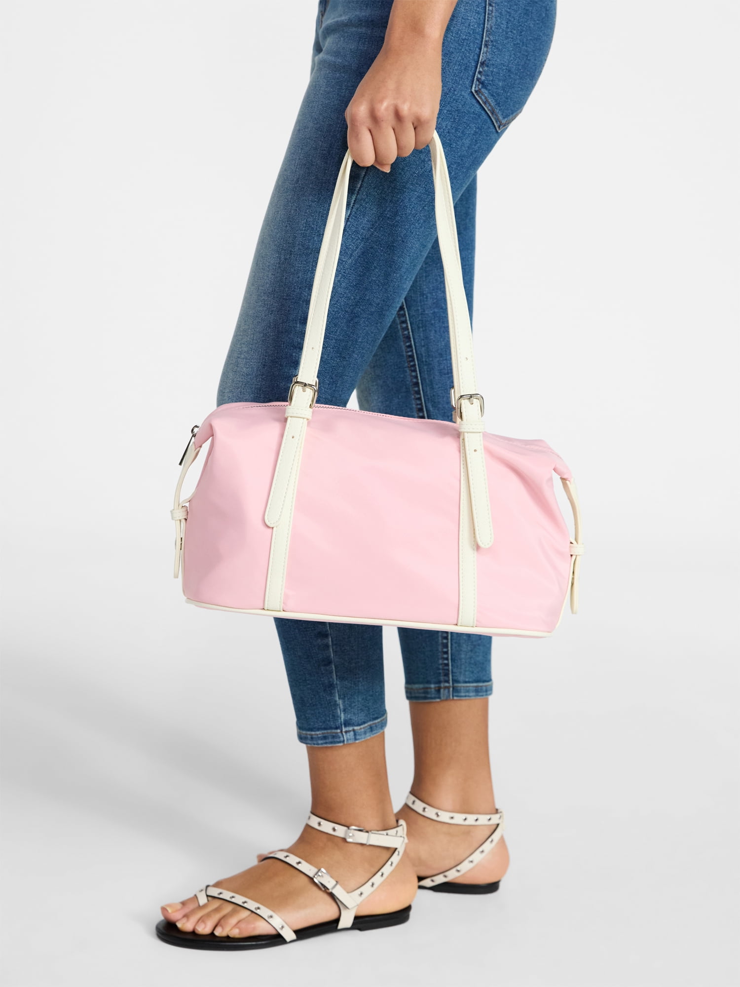 No Boundaries Women's Fashion Clubhouse Shoulder Bag, Pink Lemonade