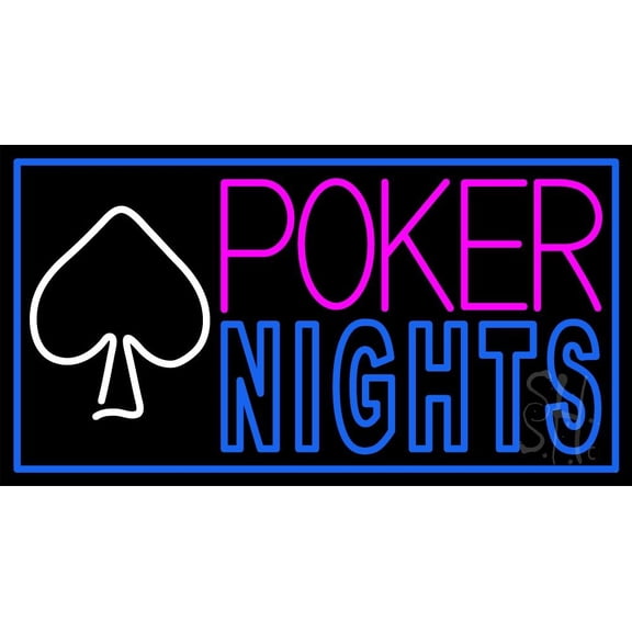 Poker Nights Game Bar Pub Gift LED Neon Sign 13 x 24 - inches, Black Square Cut Acrylic Backing, with Dimmer - Bright and Premium built indoor LED Neon Sign for wall décor, arcarde, and storefront.