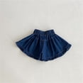 thumbnail image 3 of SNKSDGM Anniversary Girls Denim Skorts Casual High Waisted Jean Shorts Elastic Waist Summer Skirt Pants for Kids Outdoor Play, 3 of 3