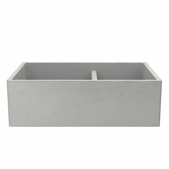 Native Trails Nskd3321 Nativestone 33" Double Basin Farmhouse Concrete Kitchen Sink - Wood