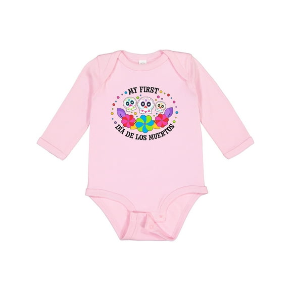Inktastic My 1st Dia De Los Muertos with Sugar Skulls and Flowers Boys or Girls Long Sleeve Baby Bodysuit