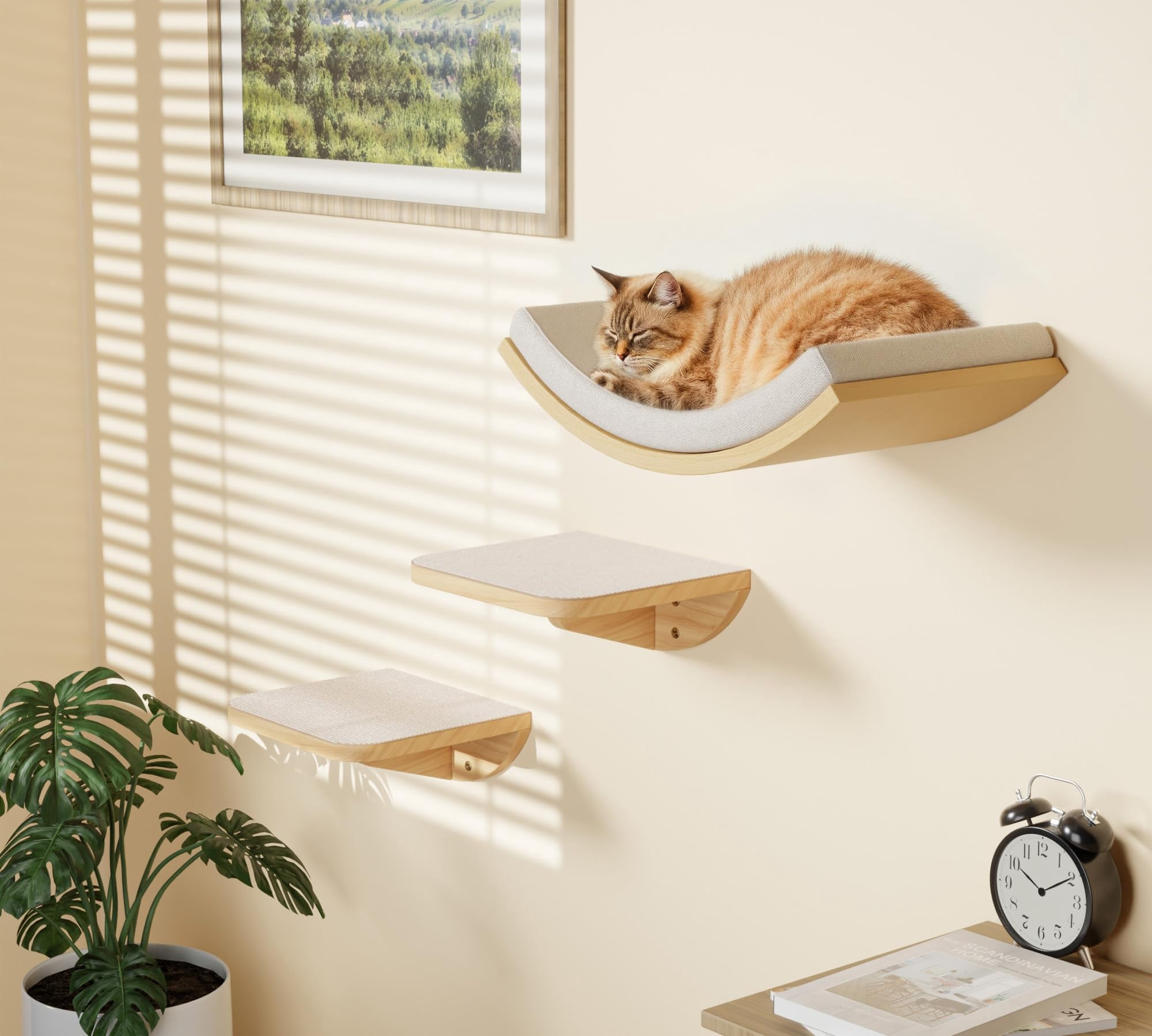 Foam/Felt-Wood 1 Curved Bed Cat Wall Mounted Perch Shelf
