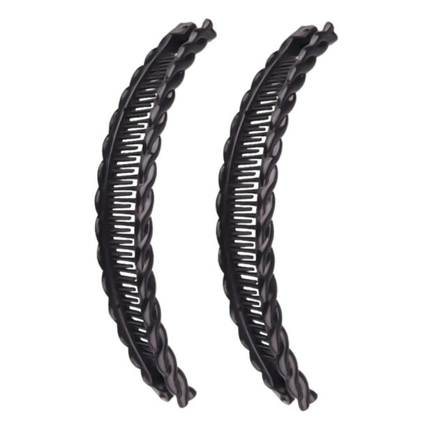 2 pasadores tipo banana para el pelo, ideales para cabello grueso y fino, y para personas con menos pelo. Negro