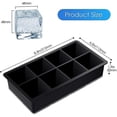 thumbnail image 2 of Ice Cube Trays, 2 Pack Food Grade Silicone Ice Cube Tray 2 Inch Square Ice Cube Mould for Whiskey, Cocktails & Wine (Black-2pcs), 2 of 5