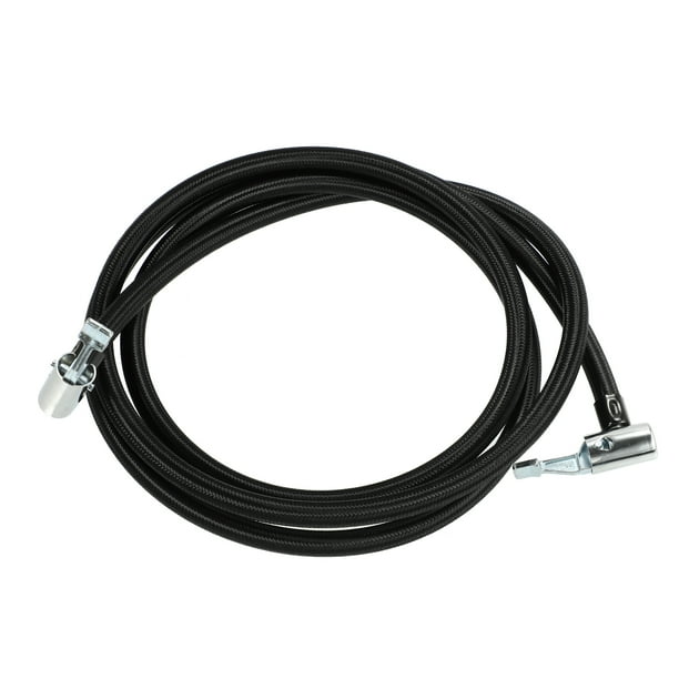 Adaptador de manguera de inflado de neumáticos de 79" Conexión de bloqueo doble a mandril de aire con manguera para válvula de neumático estándar Rosca fina sin válvula de liberación de aire Negro