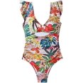thumbnail image 4 of WORPBOPE One Piece Swimsuit Women Ruffle Cutout 1 Piece Swimsuit V Neck Wrap Tie Back Swimdwear Tummy Control Bathing Suits, 4 of 4