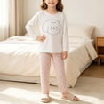 thumbnail image 2 of Bovxnpu Boys Girls Sleepwear Set Kids Print Cotton Long Sleeve Top Pants Homewear Outfits, 2 of 8