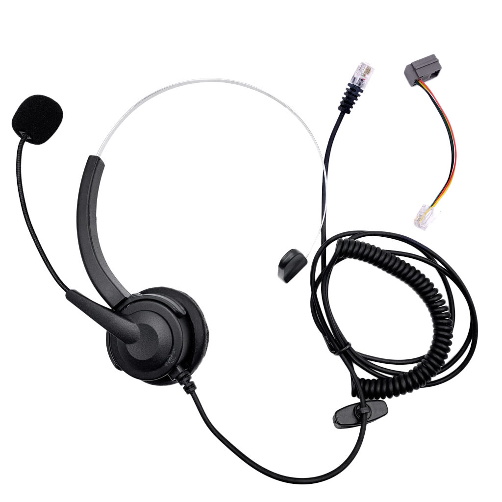 RJ11 Handsfree Call Center Corded Telephone Monaural Headset black