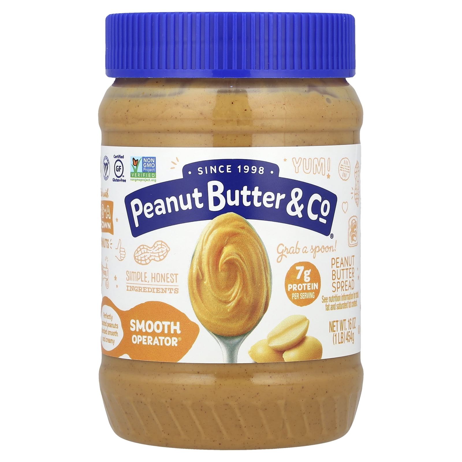 (3 pack) Peanut Butter & Co, Smooth Operator, Gluten Free Peanut Butter Spread, 6g Protein, 16 oz