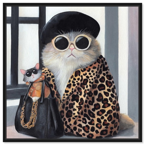 Cat Couture Canvas Cute Cat Art Prints by Art Remedy, Black Frame, 12" x 12"