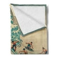 thumbnail image 2 of Ambesonne Japanese Wave Fleece Throw Blanket Surfers Ukiyo-e Ocean 50"x70" Seafoam Blue Eggshell, 2 of 5