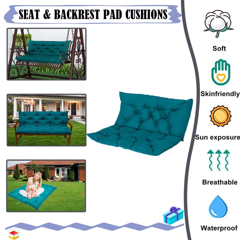 XXLYY Porch Swing Cushions, Waterproof Swing Replacement Cushions with Backrest and Ties, Garden Bench Seat Cushion, Outdoor Porch Patio Swing Non-Slip Chairs Pad