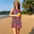 thumbnail image 3 of Xecao Panneau de Feu pour Robes d'Été pour Femmes Robes Décontractées de Plage Robes de Plage Sans Manches Robe Évasée avec Poches, 3 of 7