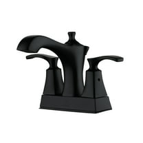 CASAINC 4 in. Center Set Double Handle High Arc Bathroom Faucet with Pop-up Drain in Matte Black