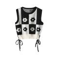 thumbnail image 1 of ZAFUL Women Leisure Two Tone Floral Graphic Lace-up Sweater Vest Black S, 1 of 5