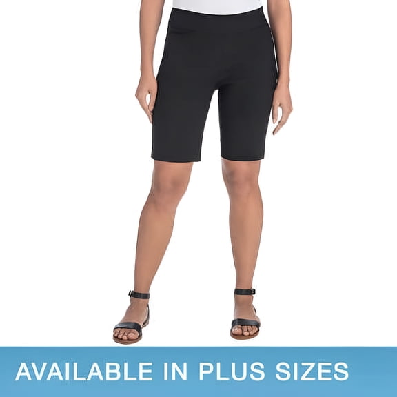 Hilary Radley Women's Midweight Bermuda Pull-On Short Black Small