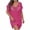 Hot Pink, variant on Antinious Ladies V-Neck Short Sleeve Hand Crochet Neck Splice Solid Coverup Versatile Casual Dress