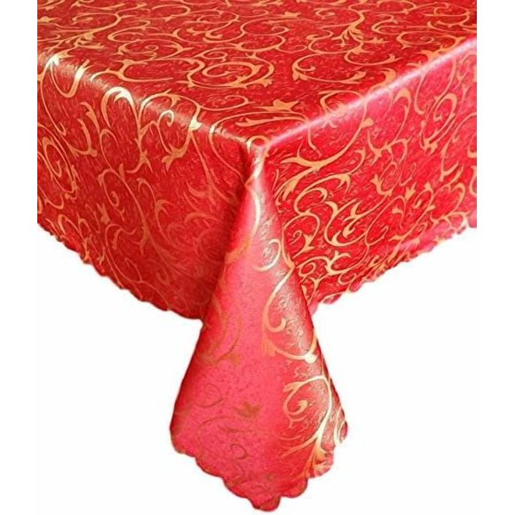 Elegant, Seamless, Wrinkle-Resistant, Durable, Reusable, Washable, Comfortable, Eco-Friendly Holiday/Christmas Table Cloth (RED, 70-70)