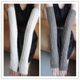 thumbnail image 3 of Nvzi Conjunto de 2 pares de mangas cálidas de punto alargadas, adecuadas para mangas cálidas de invierno para niños y guantes sin orificios para los pulgares (azul oscuro), 3 of 4