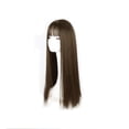 thumbnail image 1 of ZZwxWA 50% de Réduction Perruque Claire Frange Femme Cheveux Longs Noirs Fille Réaliste Faux, 1 of 1