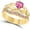 Yellow, variant on 14K Rose Gold-Plated Crown Design Claddagh Bridal Set 1 CT Heart-Cut Pink Sapphire Engagement Ring with Curved Wedding Band 925 Sterling Silver Anniversary Gift For Women