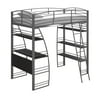 DHP Studio Twin Loft Bed with Integrated Desk and Shelves, Silver