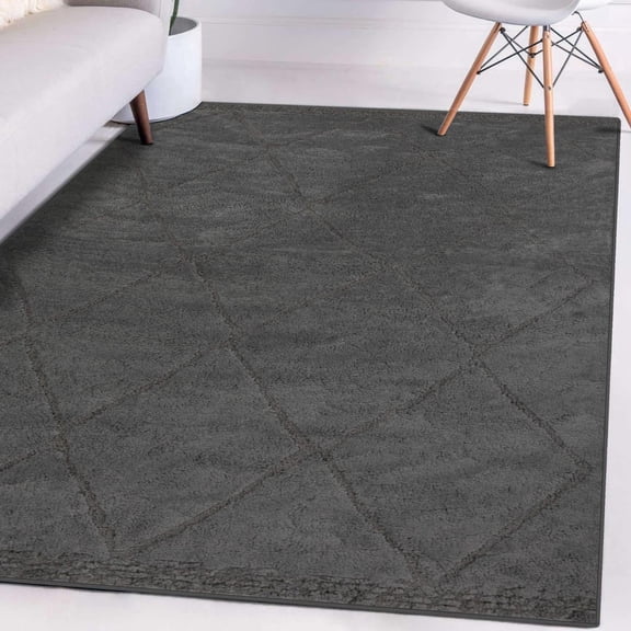 Luxe Weavers Moroccan Diamond Charcoal 5x7 Area Rug