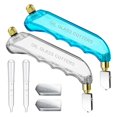 thumbnail image 1 of 6 Pcs Grip Oil Feed Glass Cutter Stained Glass Supplies Cutters Tools and 2-6mm Replaceable Heads (Blue, White), 1 of 5