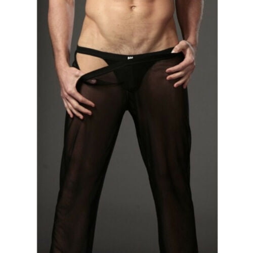 Douhoow Men's Pajama Pants Casual See Through Trousers Sheer Mesh