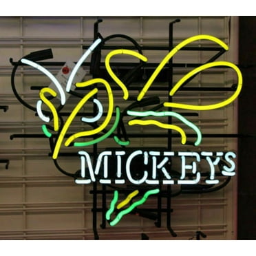 Queen Sense 17"x14" Mickey's Beer Hornet Neon Sign Man Cave Handmade Neon Light 117MSBB