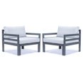 thumbnail image 1 of Juego de 2 sillones de aluminio negro para patio al aire libre de LeisureMod Chelsea con cojines LeisureMod CSAR30LGR2, 1 of 2