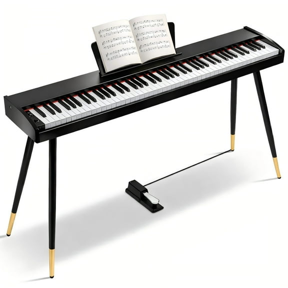 Fenbeli 88 Key Digital Piano Keyboard Full-Size Semi-Weighted Electric Piano with Sustain Pedal, Music Rest, Black