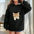 thumbnail image 2 of Hiijoy Girls Casual Hoodie Cat Pocket Long Sleeve Hooded Sweatshirt Kids Loose Pullover, 2 of 9