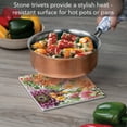 thumbnail image 3 of Thirstystone Botanica Decorative Cork Backed Stone Trivet 8" Square, 3 of 6