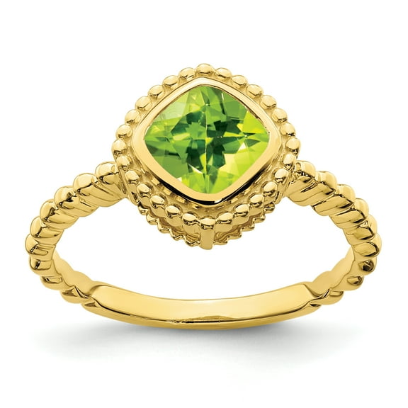 Primal Gold 10 Karat Yellow Gold Cushion Peridot Ring
