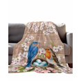 thumbnail image 2 of Flannel Fleece Throw Blanket Spring Cherry Flower Bird Lightweight Soft Plush Blankets,Rustic Floral Retro Wood Board Cozy Warm Throw Blanket for Couch Sofa Bed Car Office 40x50in, 2 of 9