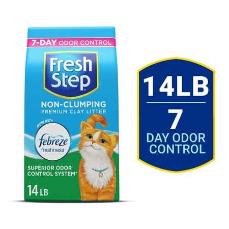 Fresh Step Non-Clumping Scented Premium Cat Litter with Febreze Freshness, 14 lbs
