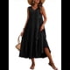 thumbnail image 2 of Vestidos de Verano para Mujer, Sin Mangas, Largos, con Escote en V, Informales, Fluidos y con . Negro L, 2 of 8