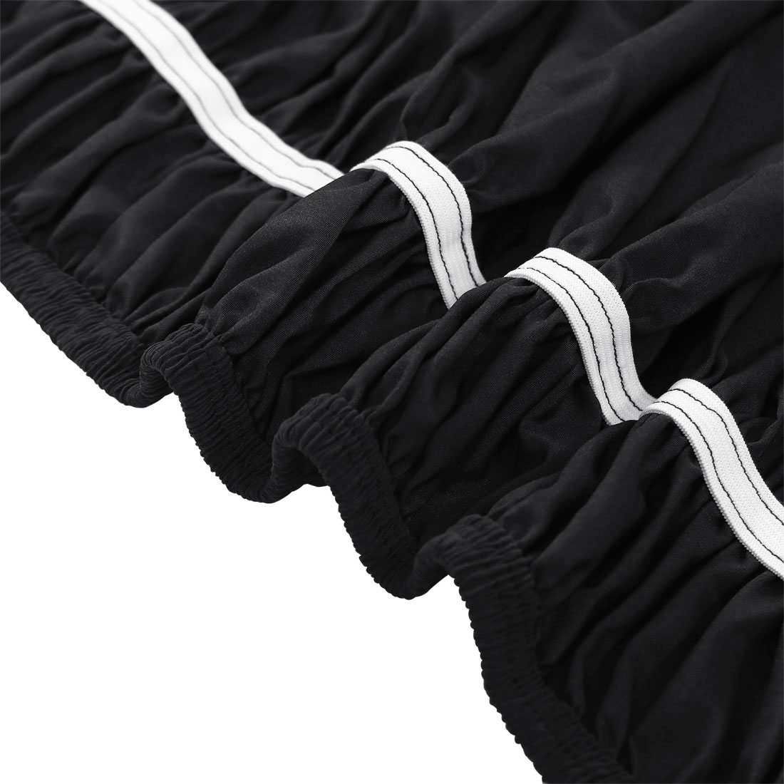 Unique Bargains Elastic Dust Ruffled Bed Skirt with 15" Drop Queen Black