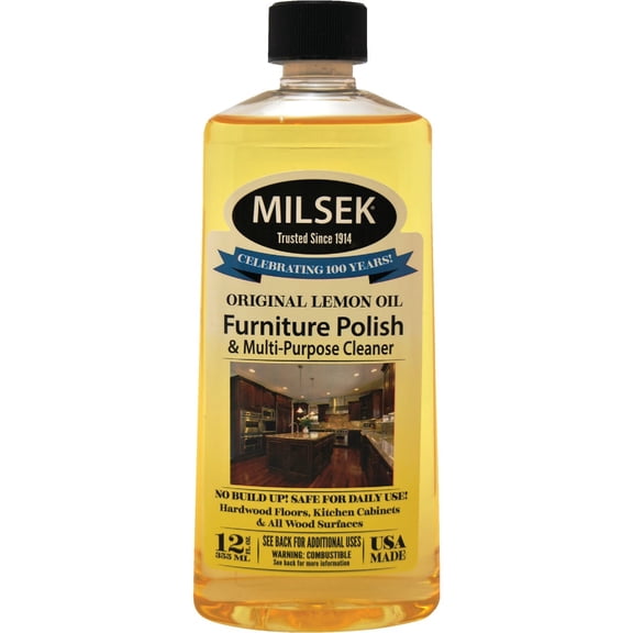 Milsek Lemon Furniture Polish and Wood Cleaner - Scratch Cover - 2 Pack, 12 Ounce
