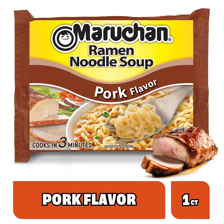 Maruchan Instant Ramen Noodle Pork Flavor Soup, Single 3 oz Shelf