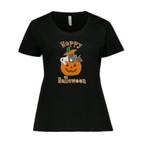 Inktastic Happy Halloween Kittens in Pumpkin Women's Plus Size T-Shirt
