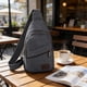 thumbnail image 5 of Bolsa cruzada unisex Mochila impermeable de lona con bandolera 30x17cm Bolsa de hombro individual con múltiples compartimentos para senderismo Viajes de uso diario Azul negro Verde claro Caqui marrón, 5 of 6