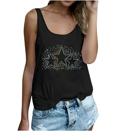 

YFPWM Summer Tops Button Down Tunic Loose Flowy Tunic Loose Comfy Tunic Tube Top Work Tops Corset Tops Halter Tops Linen Shirts Solid Color Round Neck Colorful Sequin Print Vest Top