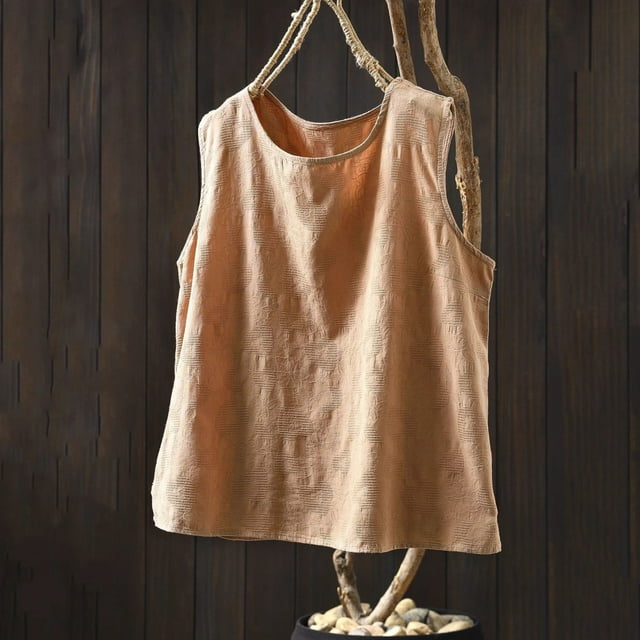 TaTaai Sleeveless Round Neck Pullover Blouse, Women's Solid Color Casual Tank Top, Soft Cool Fabric, Perfect for Spring Summer Home Daily Use Gift