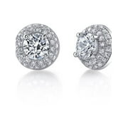 Angle View: 5.73 Carat T.G.W. Cubic Zirconia Rhodium over Sterling Silver Stud Earrings