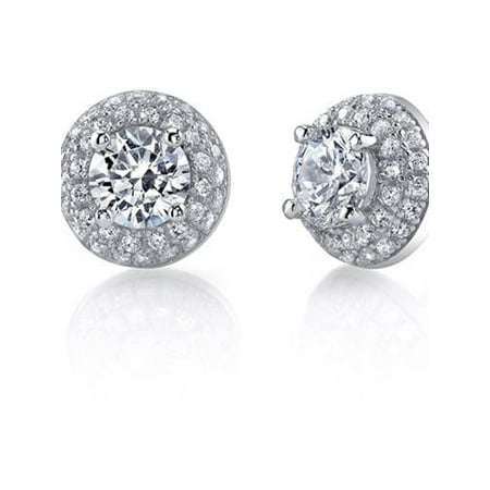 5.73 Carat T.G.W. Cubic Zirconia Rhodium over Sterling Silver Stud Earrings