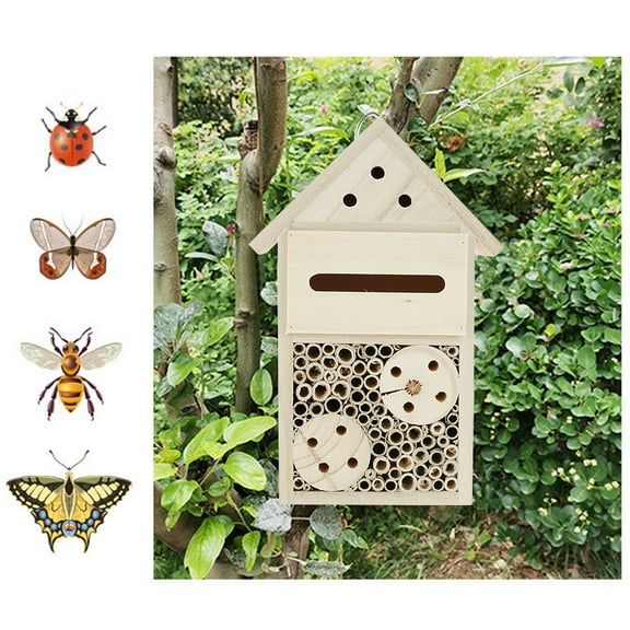 Austok Insect Hotel,Insect House，Natural Wood Insect Home  Nesting Habitat,Garden Shelter for Bees, Butterflies, Ladybugs
